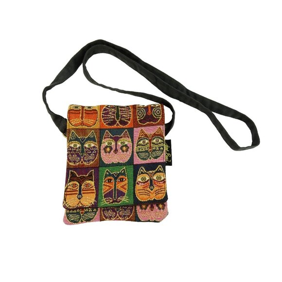 Laurel Burch Fantastic Felines Boho Cat Tapestry Crossbody Bag Purse - Picture 1 of 9